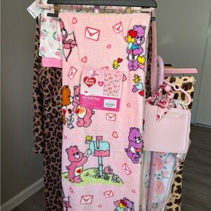 Care Bears Pink Blanket with Colorful Envelopes